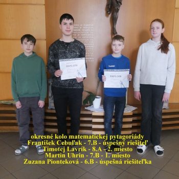 Výborné umiestnenie na okresnom kole matematickej olympiády