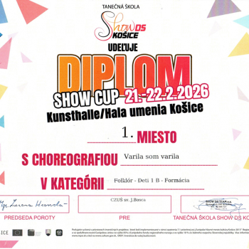 Úspech tanečného odboru na celoslovenskej súťaži Show Cup 2026 v Košiciach
